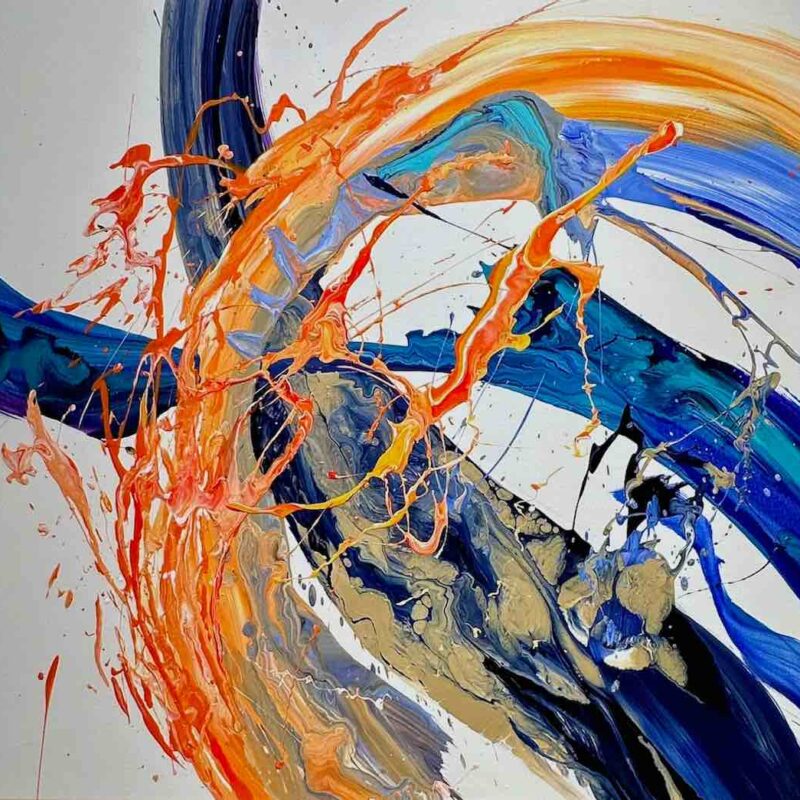Kleineres abstraktes Gemälde ‘Summer at the Sea’ – sommerliche Farben, lebendig gemalt