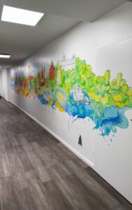 Wandmalerei – kann eine Wand zu groß sein? 3 Wandbild Büro
